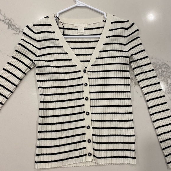H&M Rib knit cardigan white/black - Picture 4 of 5